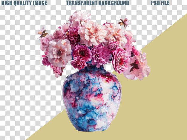 PSD a vase with flowers and the transparent background