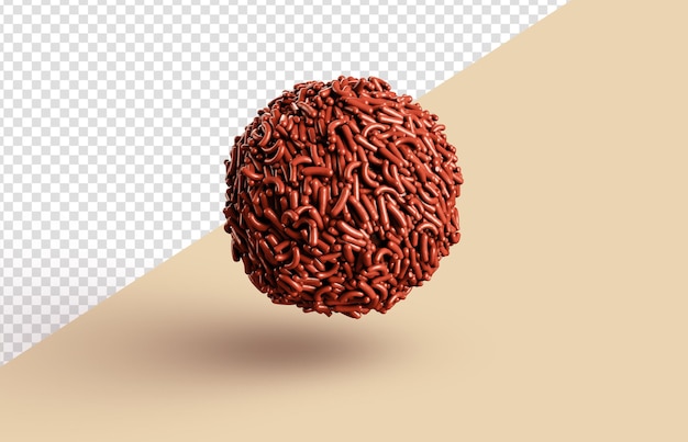 VChocolate sprinkle coated chocolate ball Delicious candy Isolated background 3d illustration