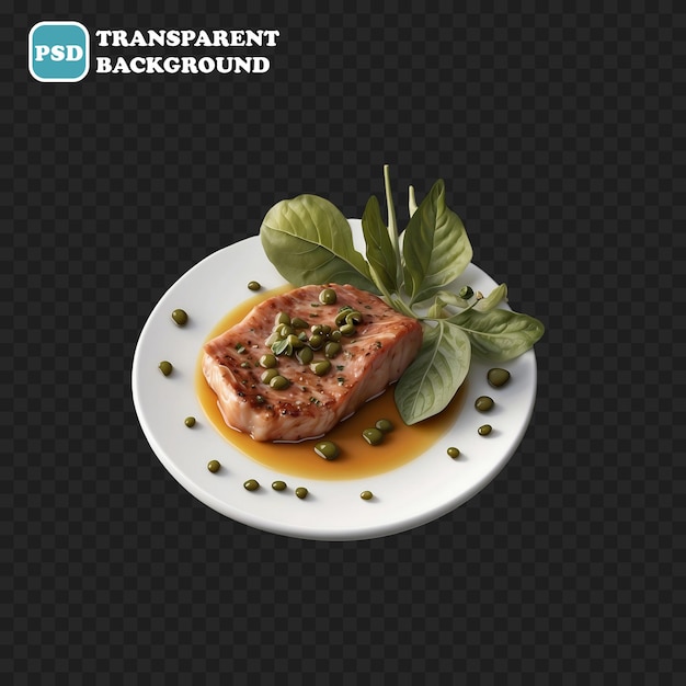 PSD veal piccata isolated 3d render illustration