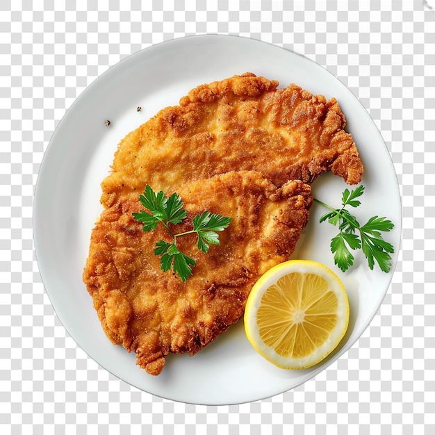 PSD veal schnitzel food realistic isolated on transparent background