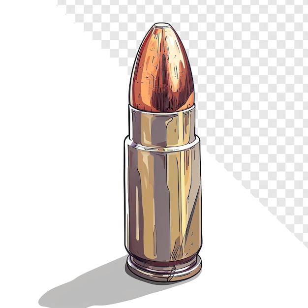 Vector Art Style Single Bullet on Transparent Background