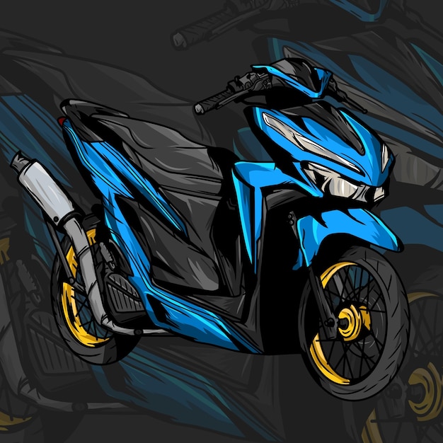 Vector automatic transmission motorcycle illustration