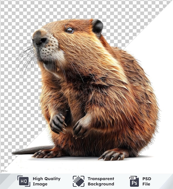 Vector beaver with distinct features on transparent background