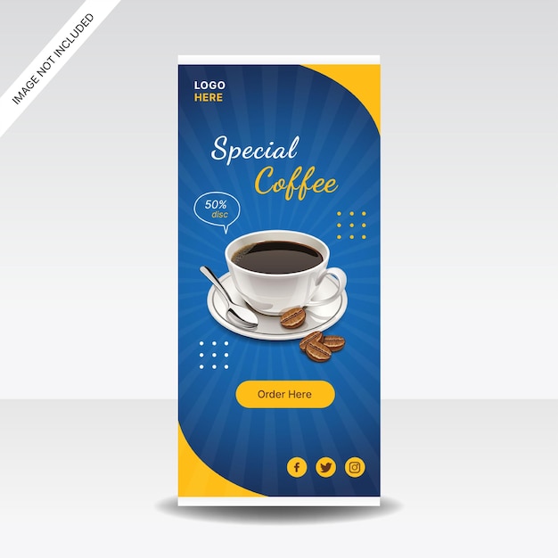 Vector coffee drink roll up banner display stand banner