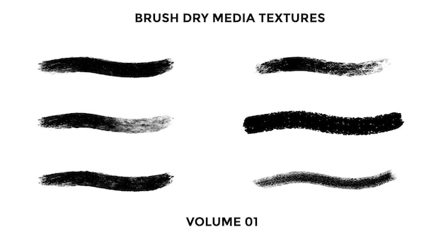 PSD vector collection of dry media brushstrokes