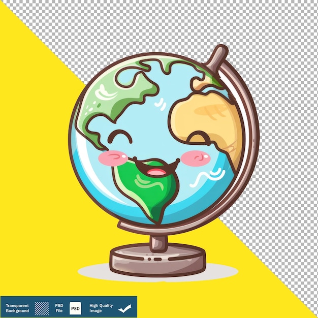 PSD vector cute health globe cartoon vector icon illustration transparent background png psd