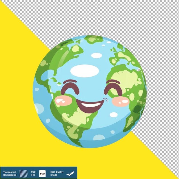 PSD vector cute health globe cartoon vector icon illustration transparent background png psd