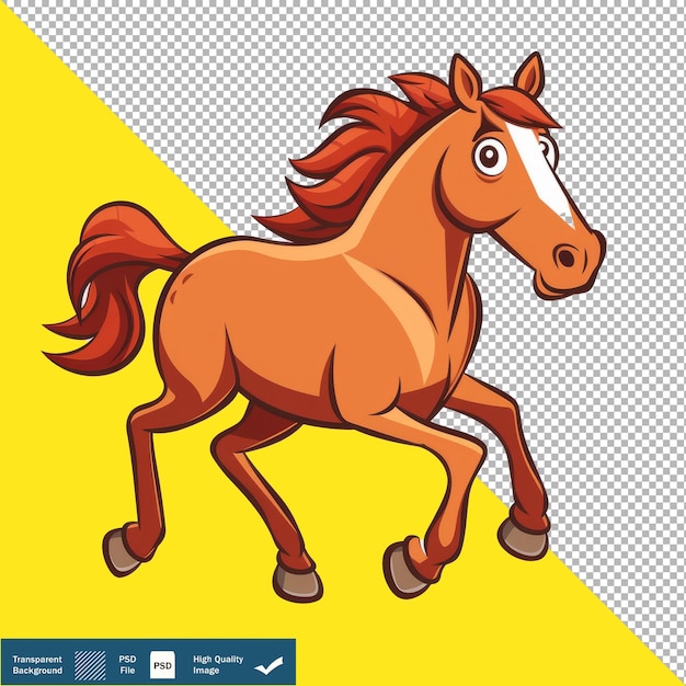 Vector cute horse galloping swiftly cartoon vector illustration Transparent Background PNG PSD