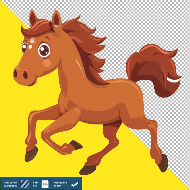 PSD vector cute horse galloping swiftly cartoon vector illustration transparent background png psd