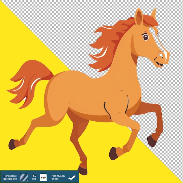 Vector cute horse galloping swiftly cartoon vector illustration Transparent Background PNG PSD