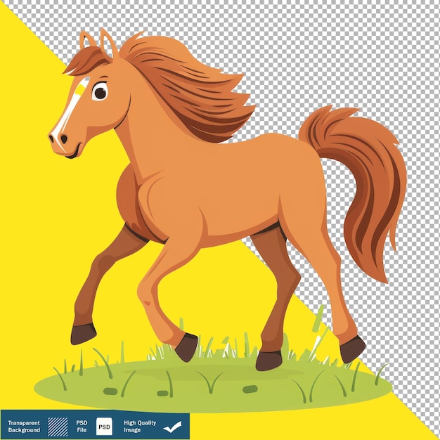 Vector cute horse galloping swiftly cartoon vector illustration Transparent Background PNG PSD