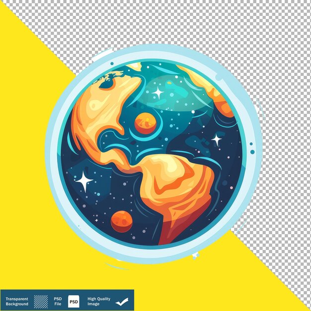 Vector Cute Planet Cartoon Icon Transparent Background PNG PSD