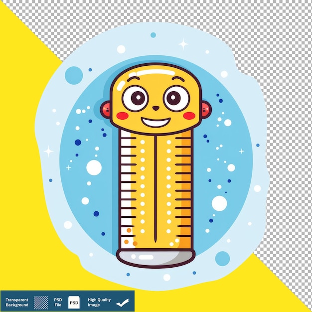 Vector Cute Ruler Cartoon Icon Transparent Background PNG PSD