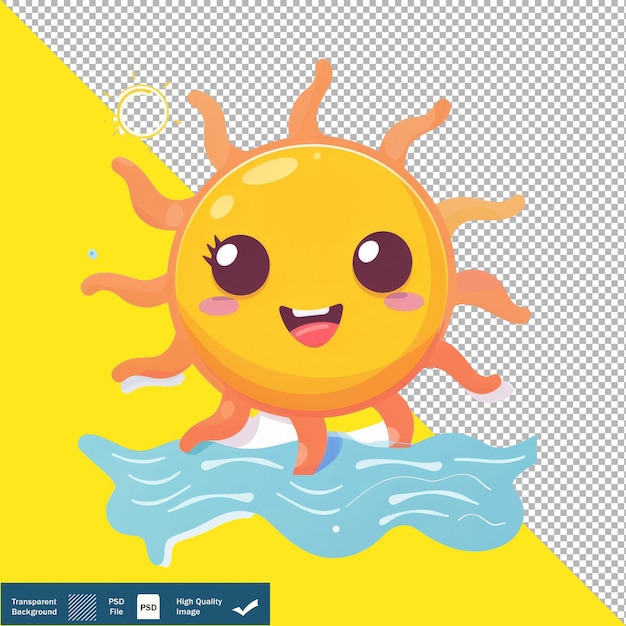 PSD vector cute sun cartoon icon transparent background png psd