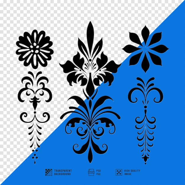 PSD vector floral decorative elements without background hd quality