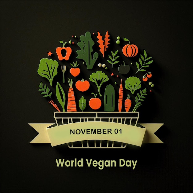 PSD vector gradient world vegan day illustration