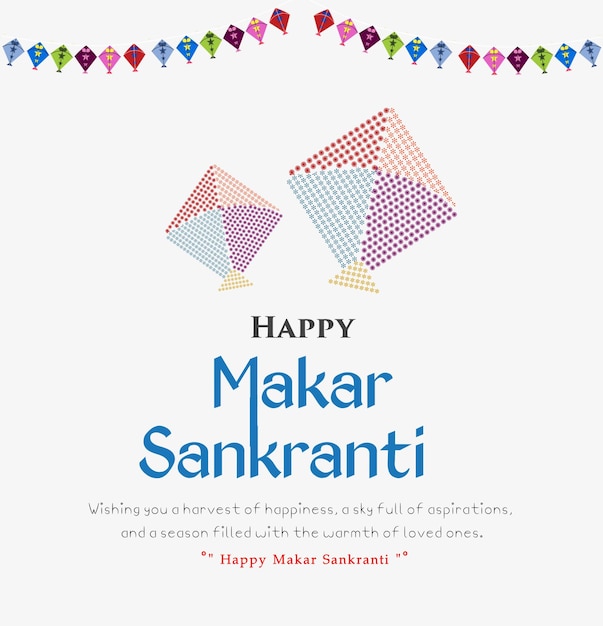 PSD vector happy makar sankranti kite with wishes massage vector