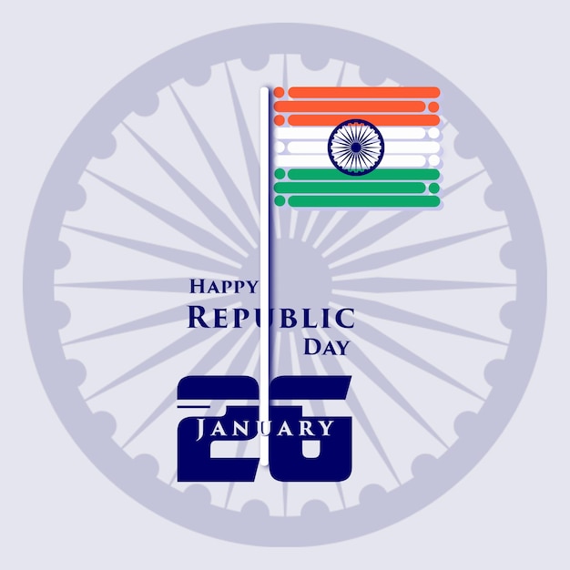 Vector Happy Republic Day with 26th January Texture Flag