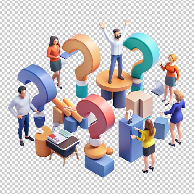 PSD vector illustration concept illustration of people frequently asked questions waiting to be answere