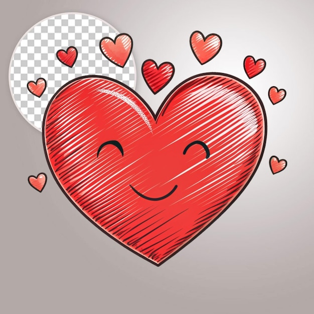 PSD vector illustration of cute heart kawaii style icon graphic design on transparent background