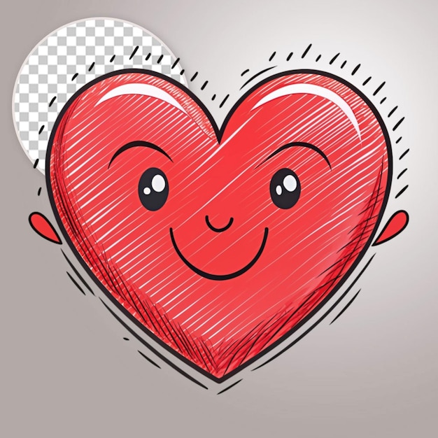 PSD vector illustration of cute heart kawaii style icon graphic design on transparent background