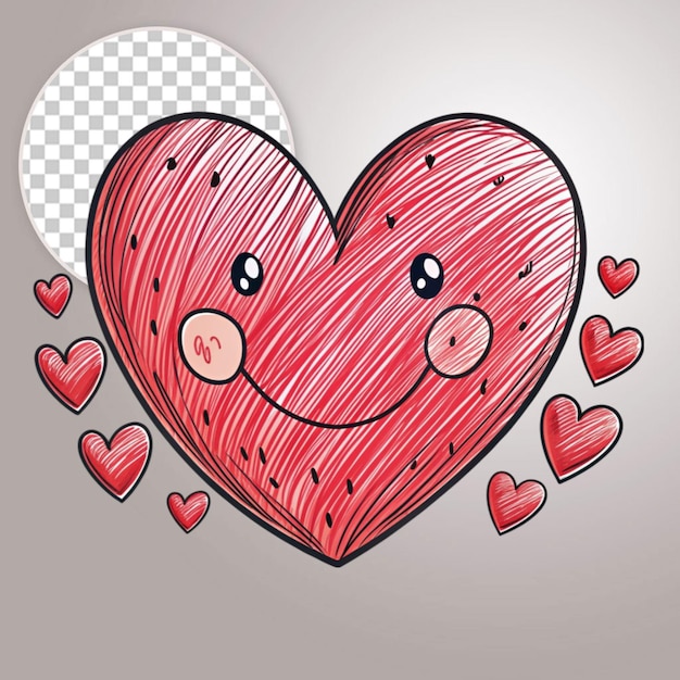 PSD vector illustration of cute heart kawaii style icon graphic design on transparent background