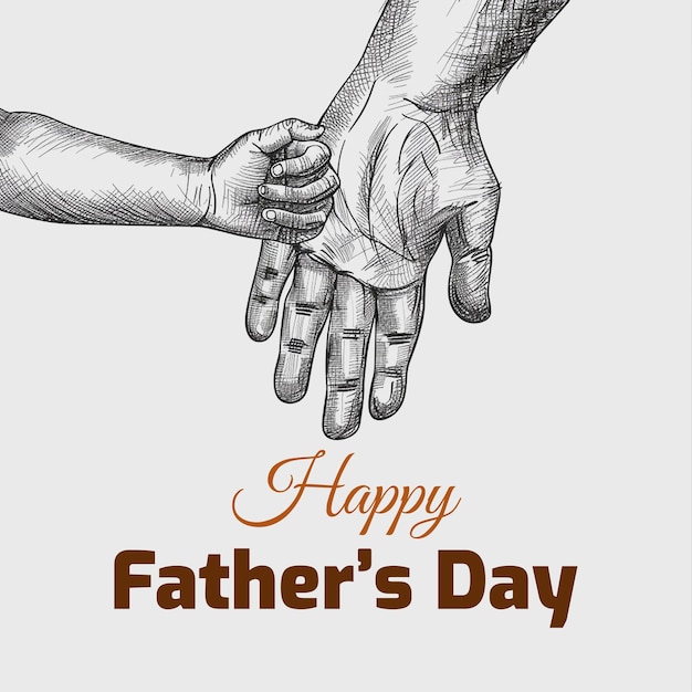 Vector illustration of a fathers hand holding a childs