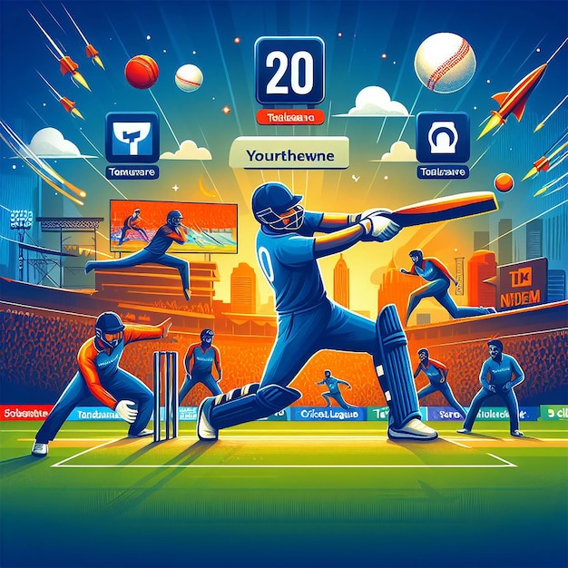 Vector illustration of T 20 Cricket League