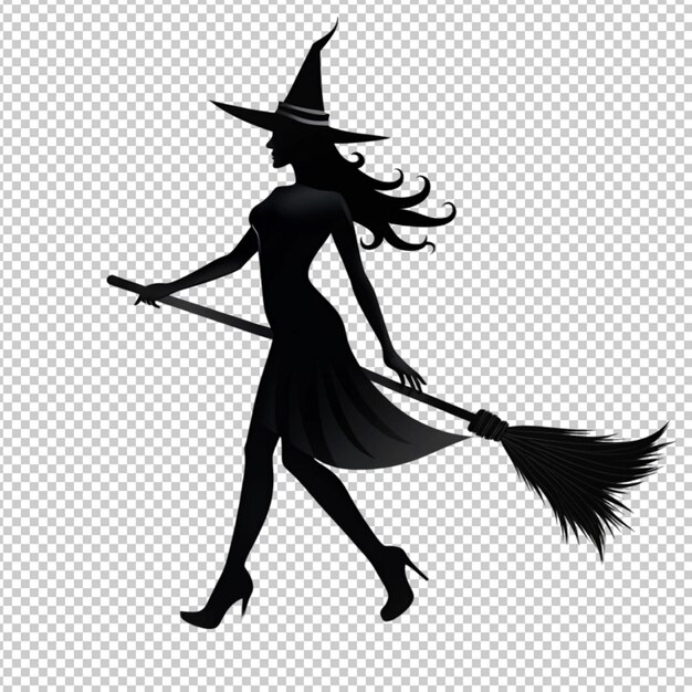 Vector illustrations of silhouette halloween witch isolated on transparent background