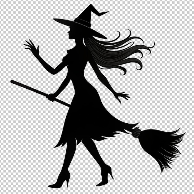 Vector illustrations of silhouette halloween witch isolated on transparent background