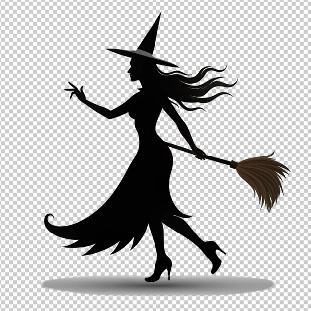 Vector illustrations of silhouette halloween witch isolated on transparent background