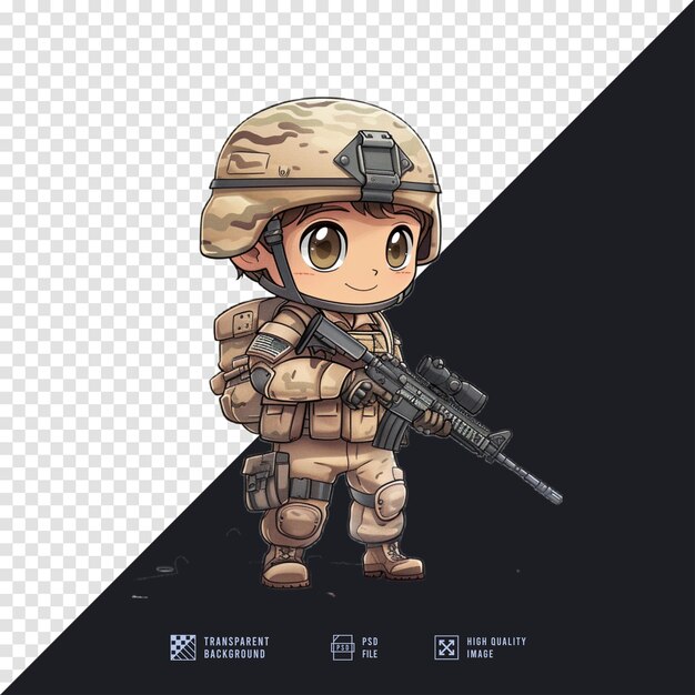 vector image of a soldier holding a firearm without background in HD quality