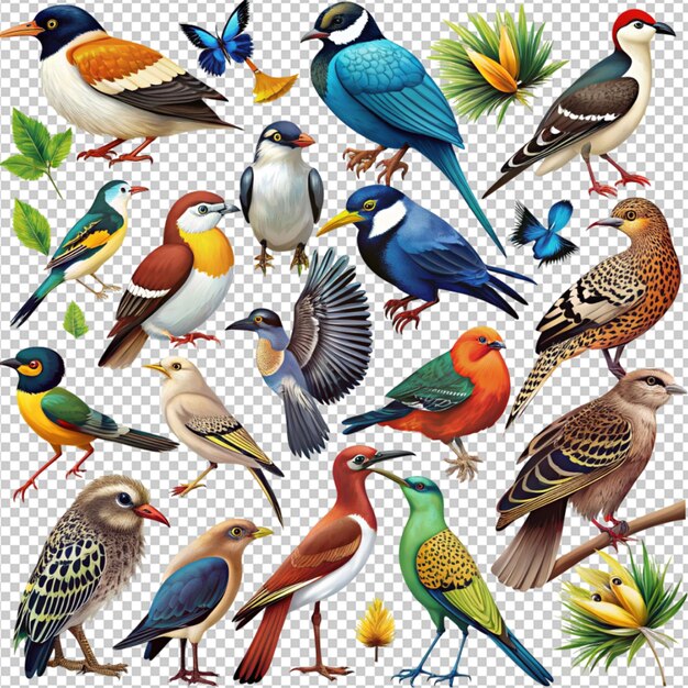 PSD vector images of different wild birds