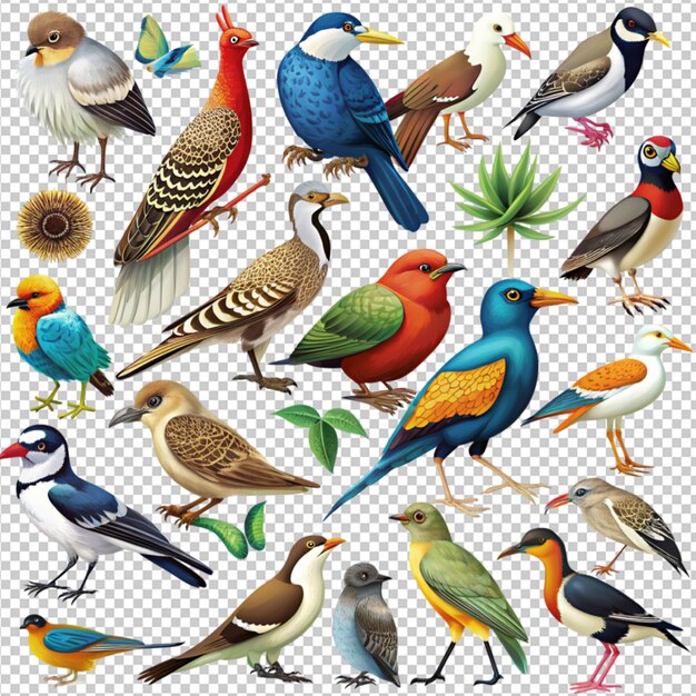 PSD vector images of different wild birds