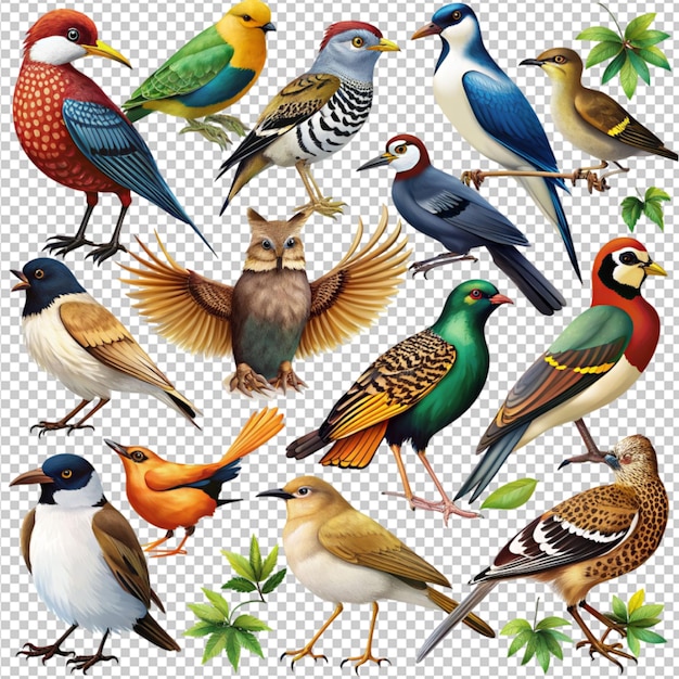 PSD vector images of different wild birds