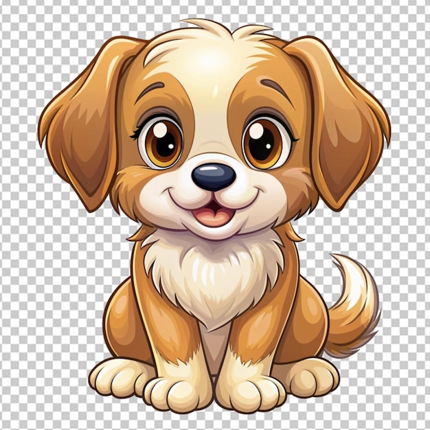 PSD vector isolated cute cartoon little puppy on transparent background