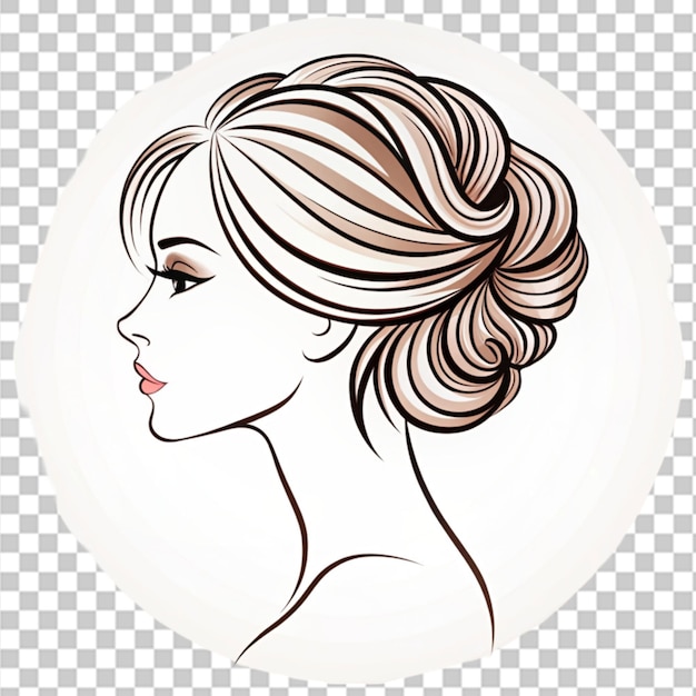 vector outline woman silhouette with stylish hairs on transparent background