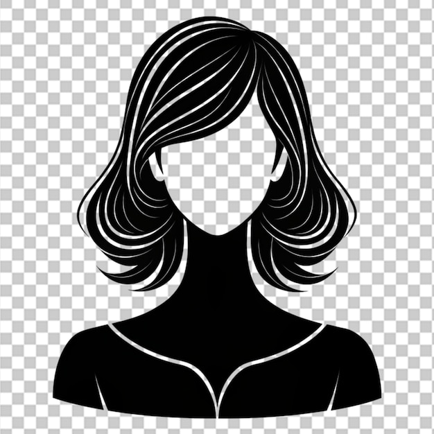 PSD vector outline woman silhouette with stylish hairs on transparent background