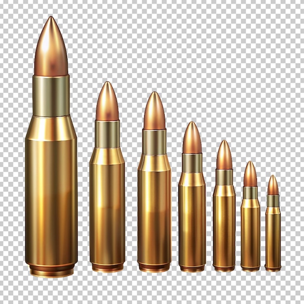 PSD vector set of bullets in different sizes