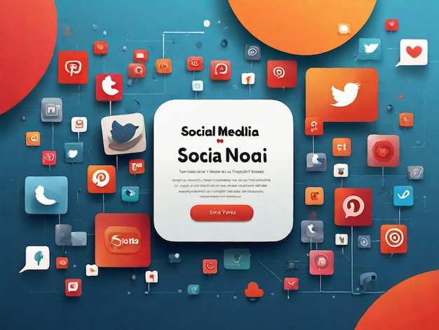 Vector square social media day background with text and notifications