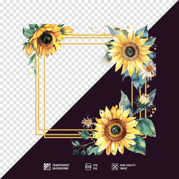 vector sunflower frame with transparent background