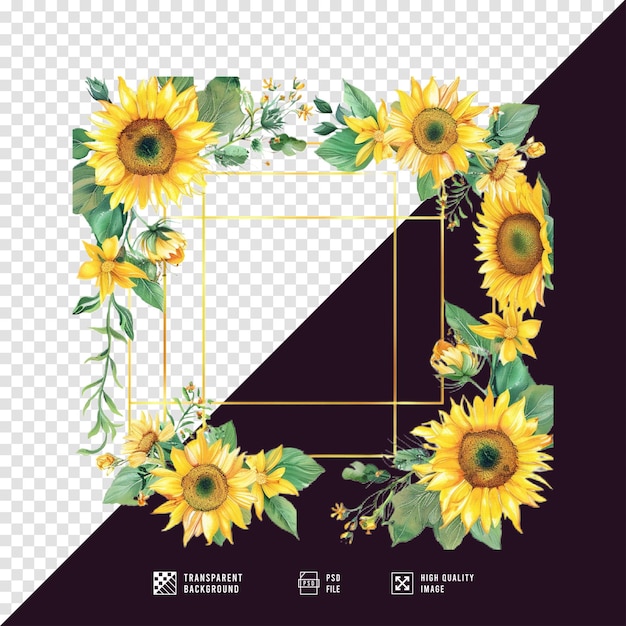 vector sunflower frame with transparent background