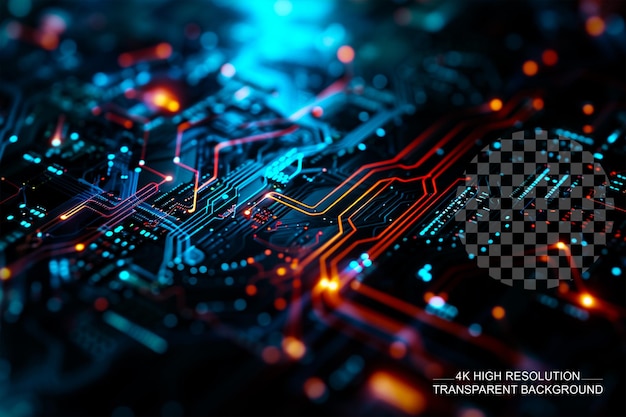 Vector Tech Circuit Hitech Communication Futuristic Technology on Transparent Background