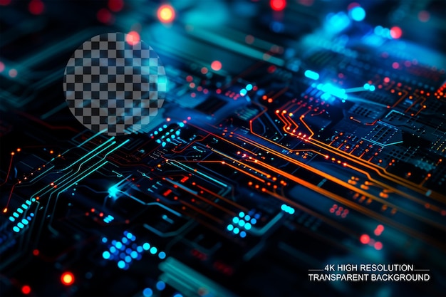 Vector Tech Circuit Hitech Communication Futuristic Technology on Transparent Background