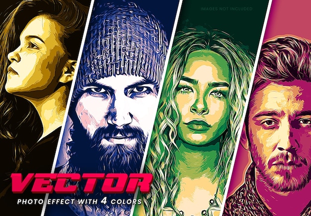 Vector VEXEL Art portrait photo effect with multicolor mockup