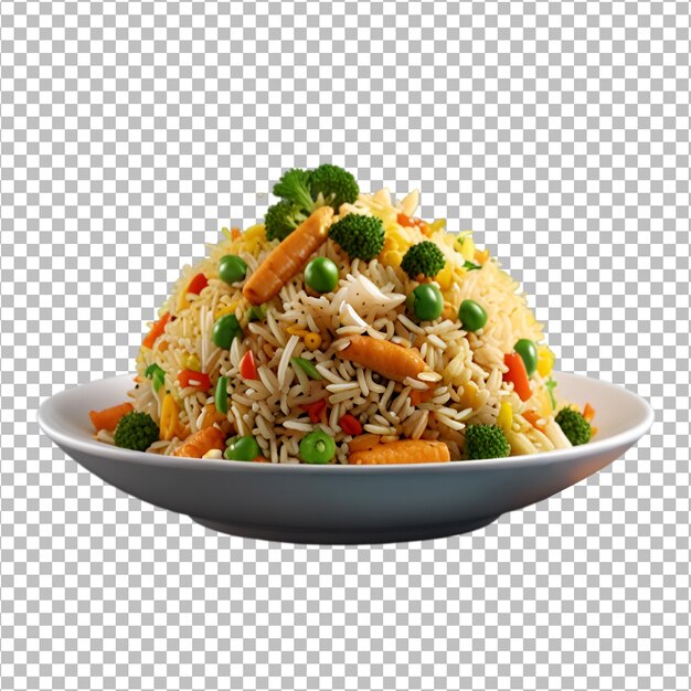 PSD veg schezwan fried rice on white bowl isolated on transparent background premium psd