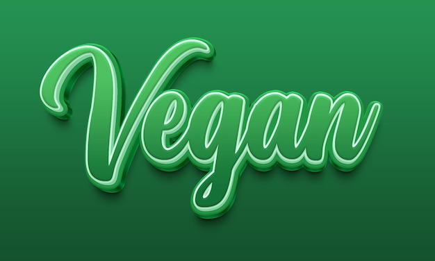 Vegan 3d text style effect, green font alphabet