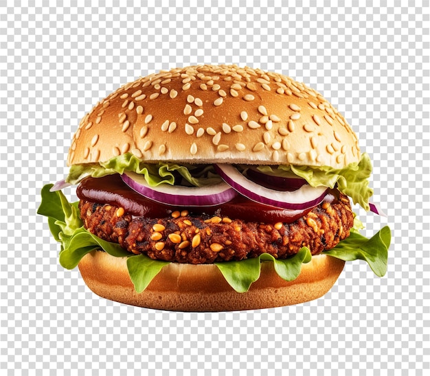 Vegan burger isolated on transparent background