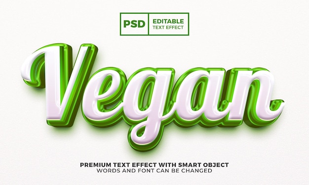 Vegan green nature logo 3d glossy editable text effect