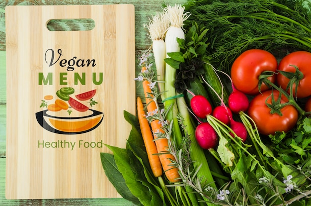 Vegan menu with nutrient vegetables